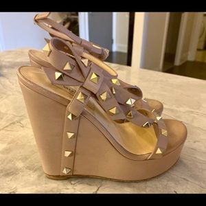 Valentino Rockstud Leather Wedges